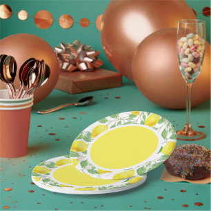 Zitrus Zitronen / Gelbe Muster-Papierplatte Pappteller
