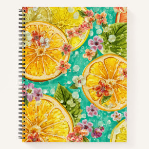 Zitrusblüte Zitrone & Wildblumen Aquarell  Notizbuch