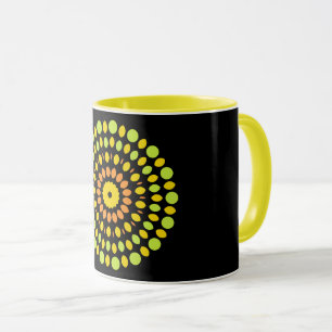 Zitrusfarben, grün, gelb, orange, tasse