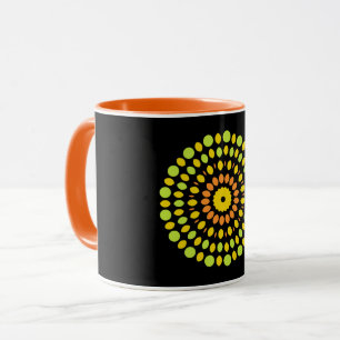 Zitrusfarben, grün, gelb, orange, tasse