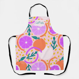 Zitrusfarbene geometrische Konfetti-Köchin-Pink-Li Schürze