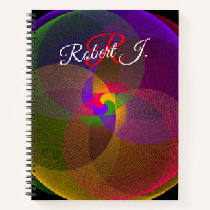 Zitrusfarbene geometrische Spiralnotizbuch-Mischun Notizbuch