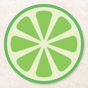 Zitrusfrucht-Limone Scheibe-Frucht-1. Runder Pappuntersetzer