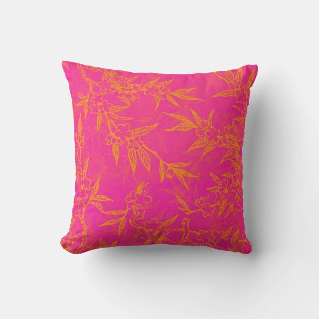 Zitrusfrucht-rosa und orange Blumen Kissen (Vorderseite)