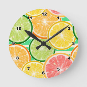 Zitrusfrüchte Acrylmauer-Uhr Runde Wanduhr