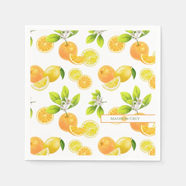 Zitrusfrüchte Art Orange und Zitronen Patten Serviette (Vorderseite)
