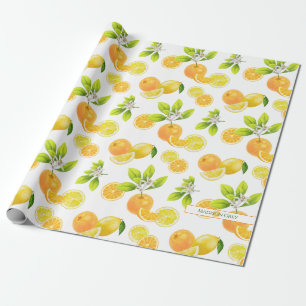 Zitrusfrüchte Art Orangen und Zitronen Patten Geschenkpapier