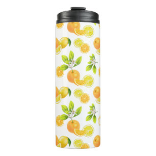 Zitrusfrüchte Art Orangen und Zitronen Patten Thermosbecher