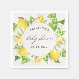 Zitrusfrüchte Blume Babydusche Monogramm Serviette