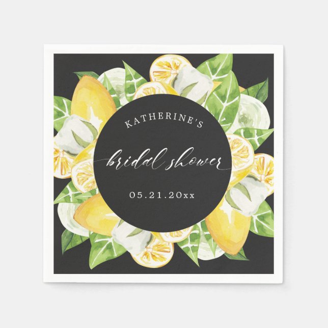 Zitrusfrüchte Blume Brautparty Monogramm Serviette (Vorderseite)