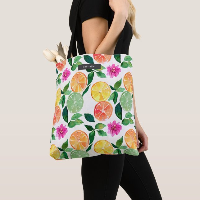 Zitrusfrüchte Blumenmuster Tasche (Von Nahem)