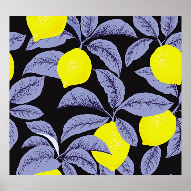 Zitrusfrüchte, botanisches Vintages Design. Poster (Vorne)