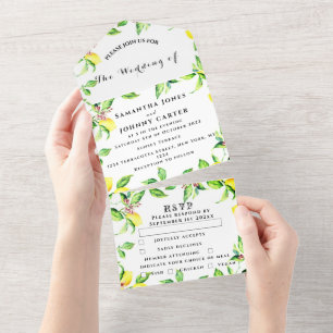 Zitrusfrüchte Exotic Garden Yellow Lemon Wedding All In One Einladung