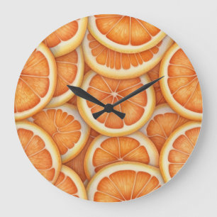 Zitrusfrüchte geschnitten Orangen Wandklemme Große Wanduhr