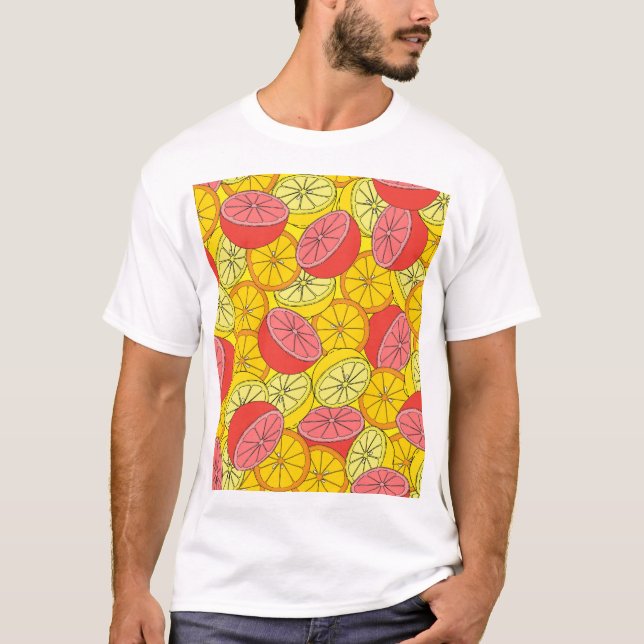 Zitrusfrüchte Helles, nahtloses Muster T-Shirt (Vorderseite)