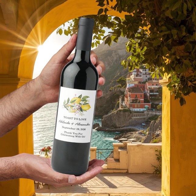 Zitrusfrüchte-Hochzeit im Mittelmeerraum Weinetikett (Von Creator hochgeladen)