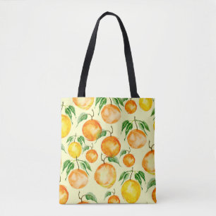 Zitrusfrüchte in Aquarellfarbe, tropisches Muster. Tasche