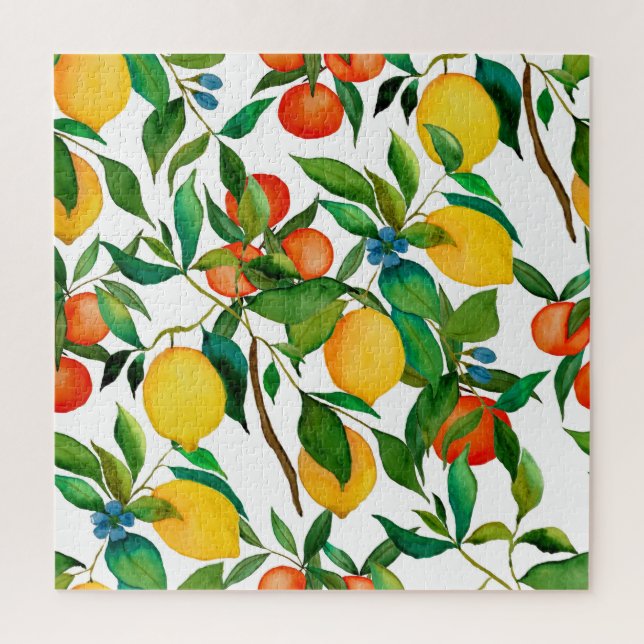 Zitrusfrüchte, lebendiges Aquarellmuster. (Vertikal)