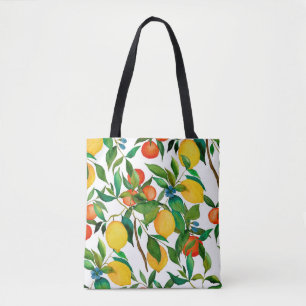 Zitrusfrüchte, lebendiges Aquarellmuster. Tasche