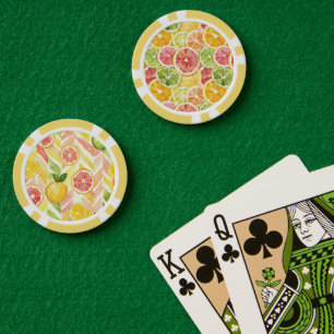 Zitrusfrüchte Limette Zitrone Orange Grapefruit Pokerchips