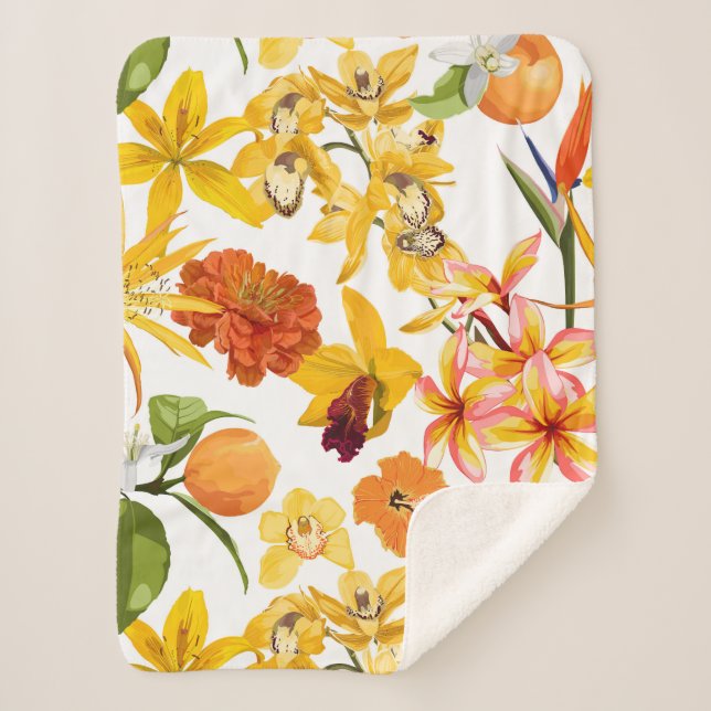 Zitrusfrüchte nahtlos mit Fruchtzweig, Blume Sherpadecke (Vorderseite)