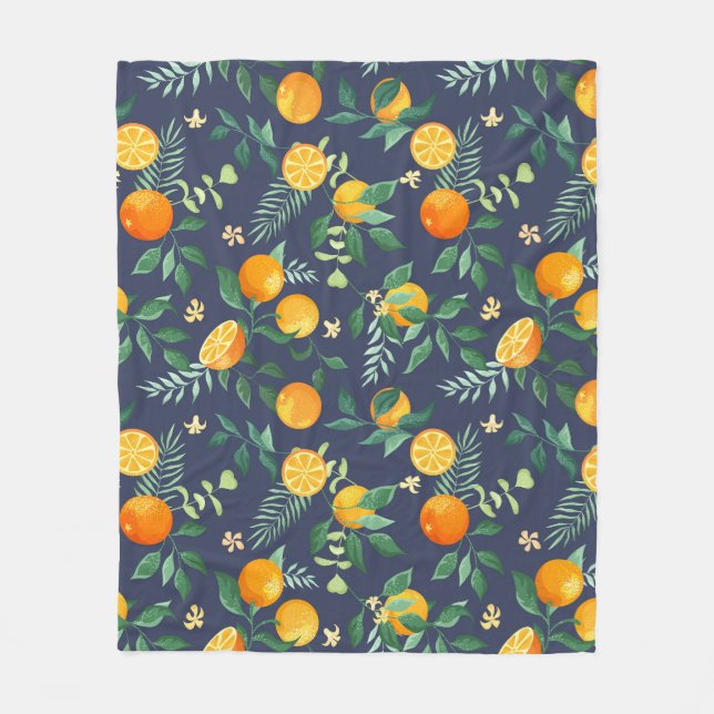 Zitrusfrüchte: Orangen mit tropischem Flair Fleecedecke (Vorderseite)