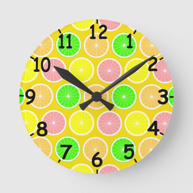 Zitrusfrüchte Runde Wanduhr (Vorderseite)