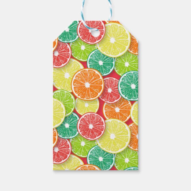 Zitrusfrüchte-Scheiben Pop Art 2 Geschenkanhänger (Vorderseite)