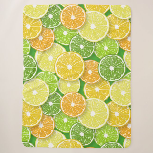 Zitrusfrüchte-Scheiben Pop Art 3 Sherpadecke (Vorderseite)