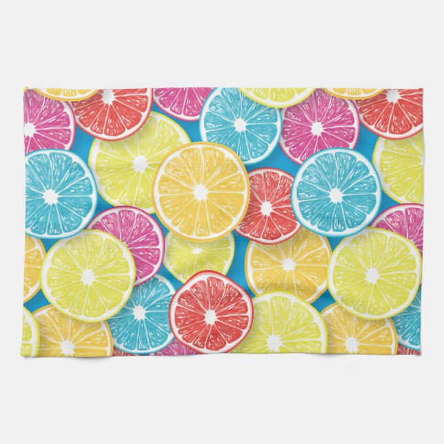 Zitrusfrüchte Scheiben Pop Art Geschirrtuch (Horizontal)