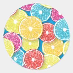 Zitrusfrüchte Scheiben Pop Art Runder Aufkleber