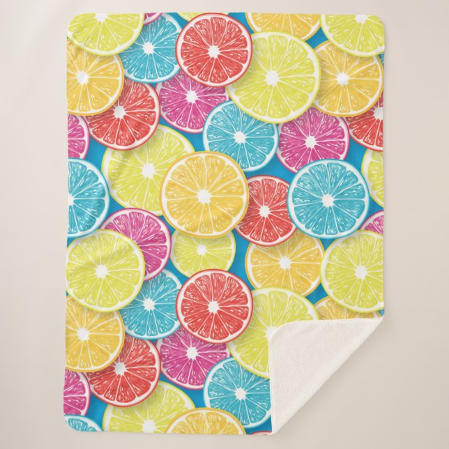 Zitrusfrüchte Scheiben Pop Art Sherpadecke (Vorderseite)