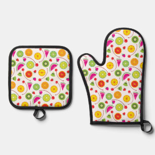 Zitrusfrüchte und Beeren Ofenhandschuh & Topflappen-Set