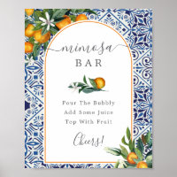 Zitrusfrüchte und Kacheln Mimosa Bar Sign