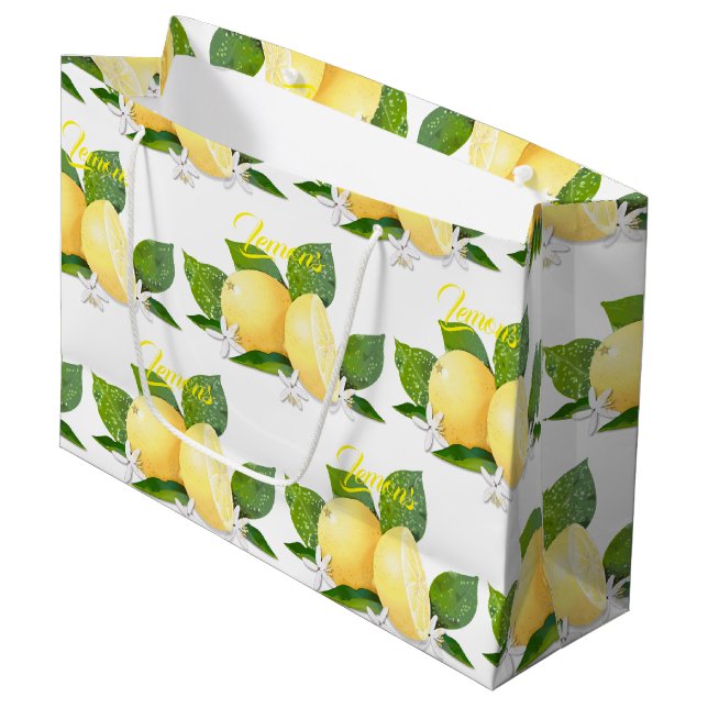 Zitrusfrüchte Zitronen Botanisch Große Geschenktüte (Vorderseite Schrägansicht)