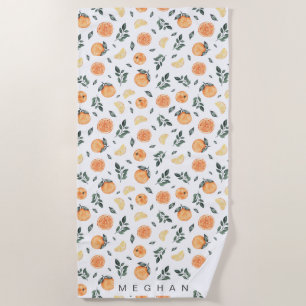 Zitrusfrüchte Zitronenorange Monogramm Strandtuch