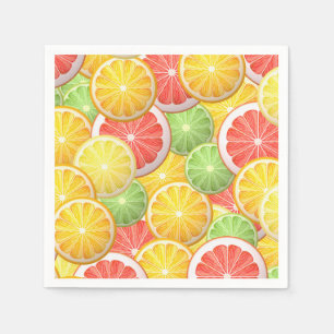 Zitrusfruchtmuster - Pampelmuse, Zitrone, Limon, Serviette