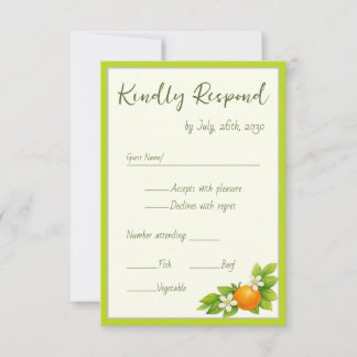 Zitrusgarten Orange & Lemon Hochzeit RSVP Karte