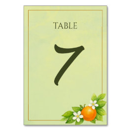 Zitrusgarten-Orangen- und Zitronen-Hochzeitstisch- Tischnummer