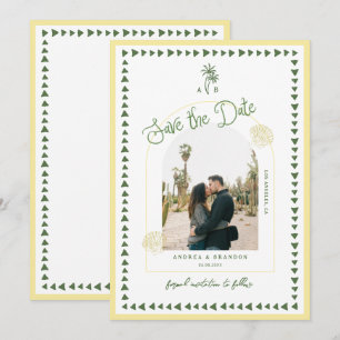 Zitrusgelbe Küstenpalme Muschel Hochzeit Save The Date
