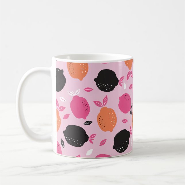 Zitrusgewebe, nahtlos. Abbildung Kaffeetasse (Links)