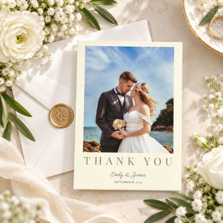 Zitrusgrüne moderne botanische Hochzeit Dankeskarte