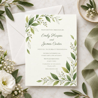 Zitrusgrüne moderne botanische Hochzeit Einladung