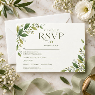 Zitrusgrüne moderne botanische Hochzeit RSVP Karte