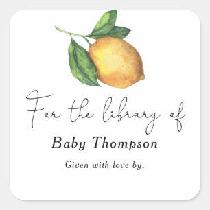 Zitruslimette - Baby Shower Exlibris Quadratischer Aufkleber