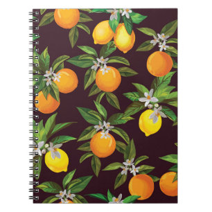 Zitrusmuster, Vintage Zitronen Orangen. Notizblock