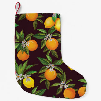 Zitrusmuster, Vintage Zitronenfrüchte. Kleiner Weihnachtsstrumpf