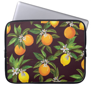 Zitrusmuster, Vintage Zitronenfrüchte. Laptopschutzhülle