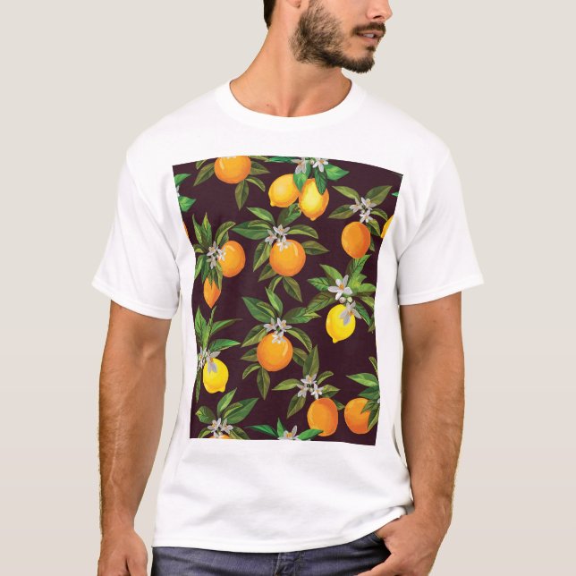 Zitrusmuster, Vintage Zitronenfrüchte. T-Shirt (Vorderseite)