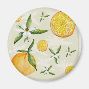 Zitrusmuster von Orangen und Orangenblüten Magnet